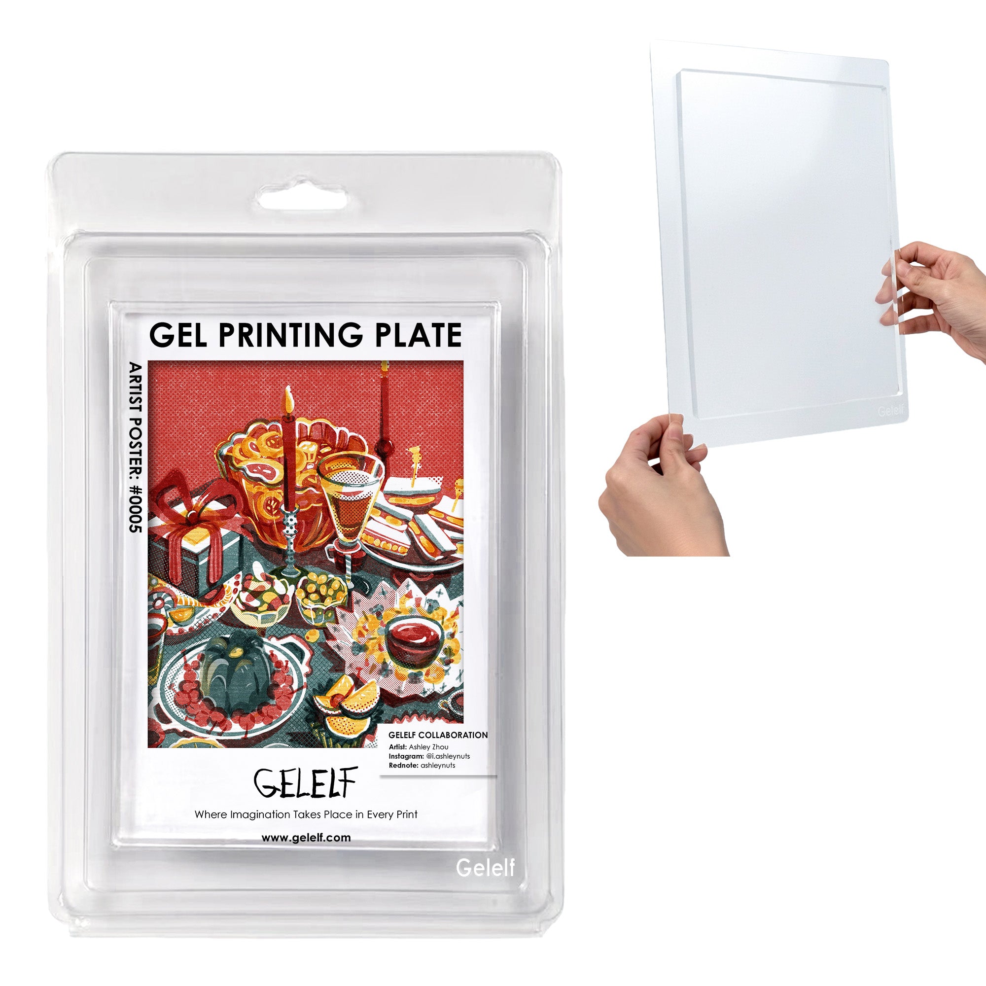 GELELF Gel Plate + Handle (Stamping Block) Set