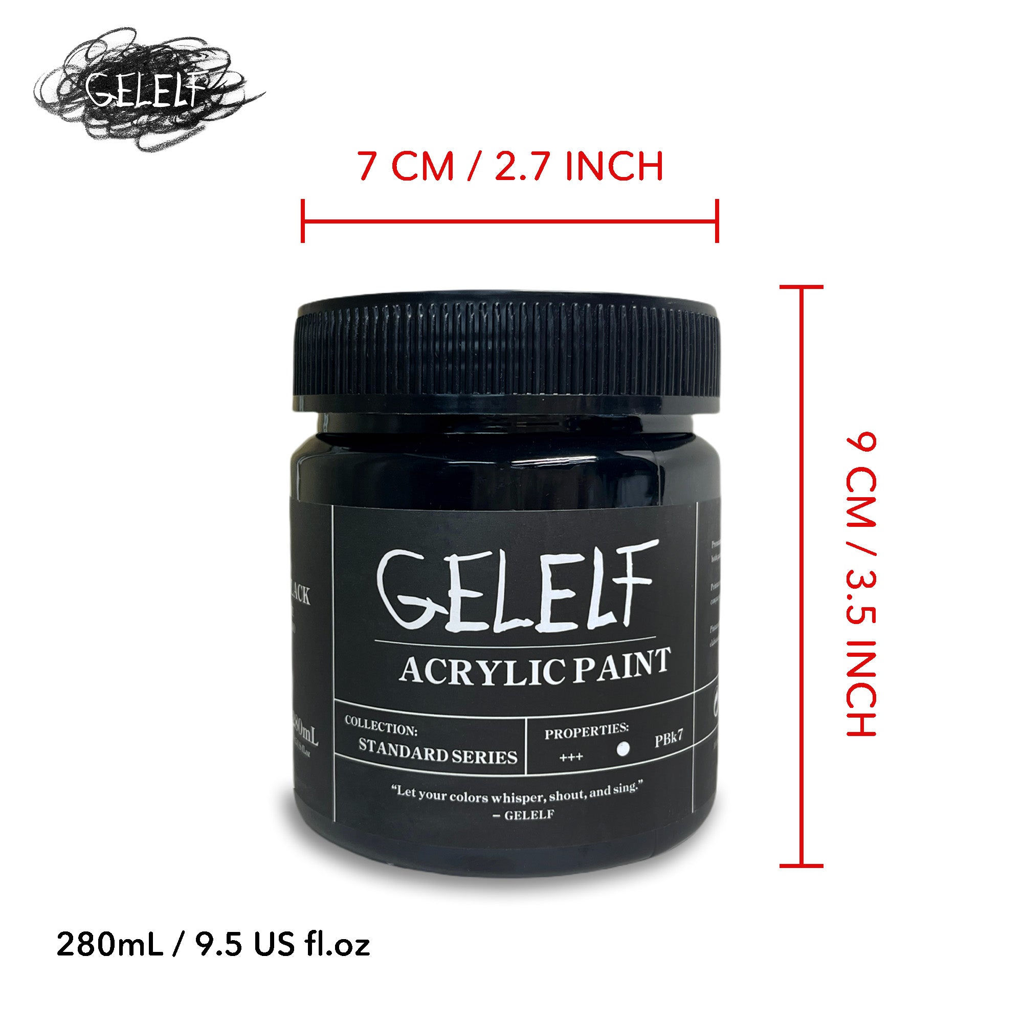 GELELF Lamp Black Acrylic Paint for Gel Printmaking ( 280mL, 9.5-oz )