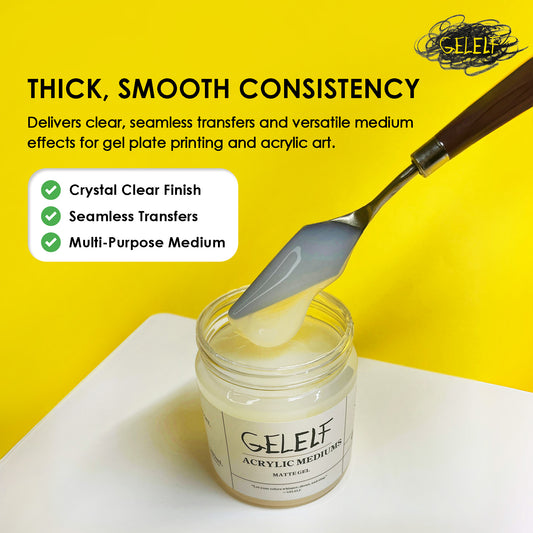GELELF Matte Gel Medium for Gel Plate Printing (280mL, 9.5-oz)