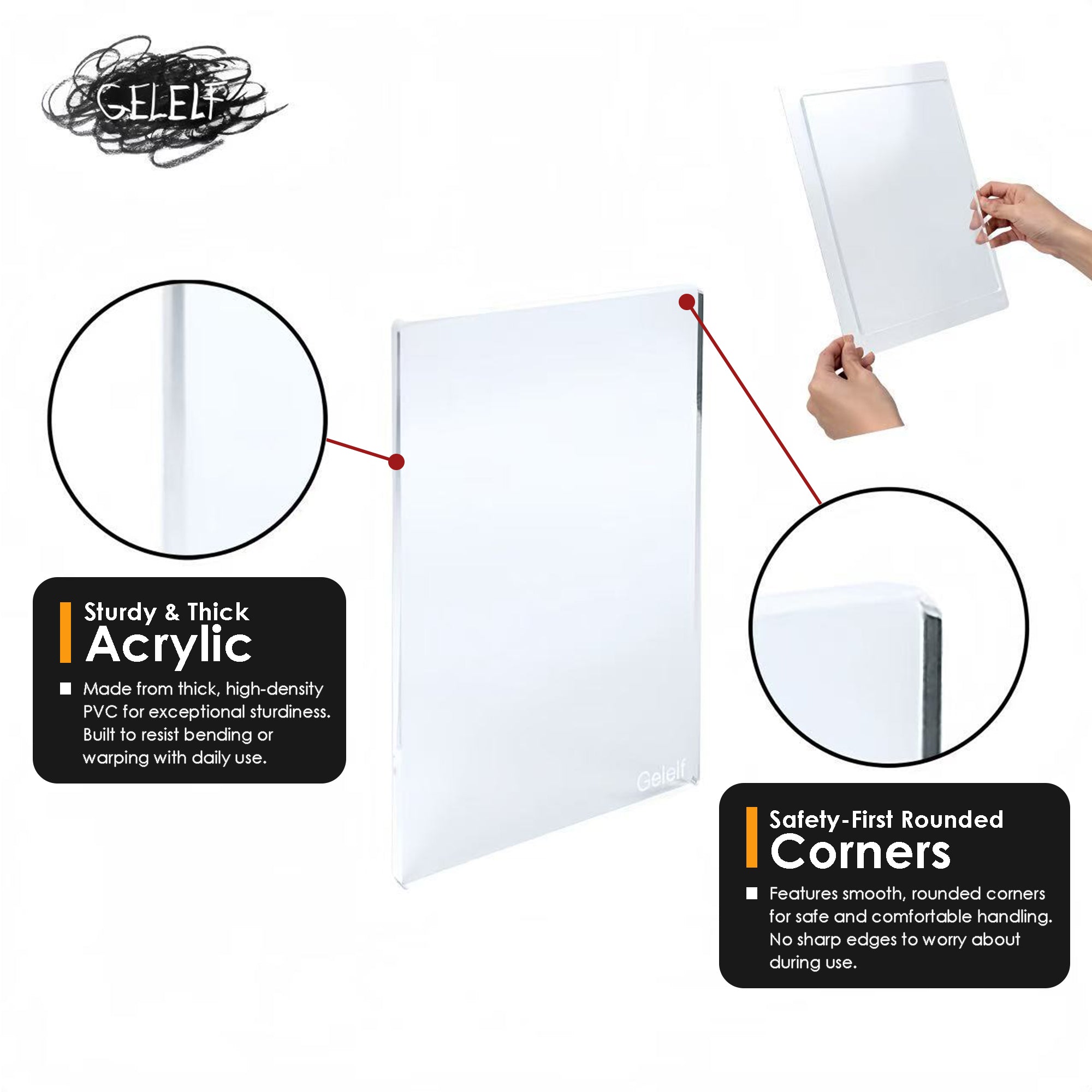 GELELF Acrylic Gel Plate Stamping Block/Gel Plate Handle