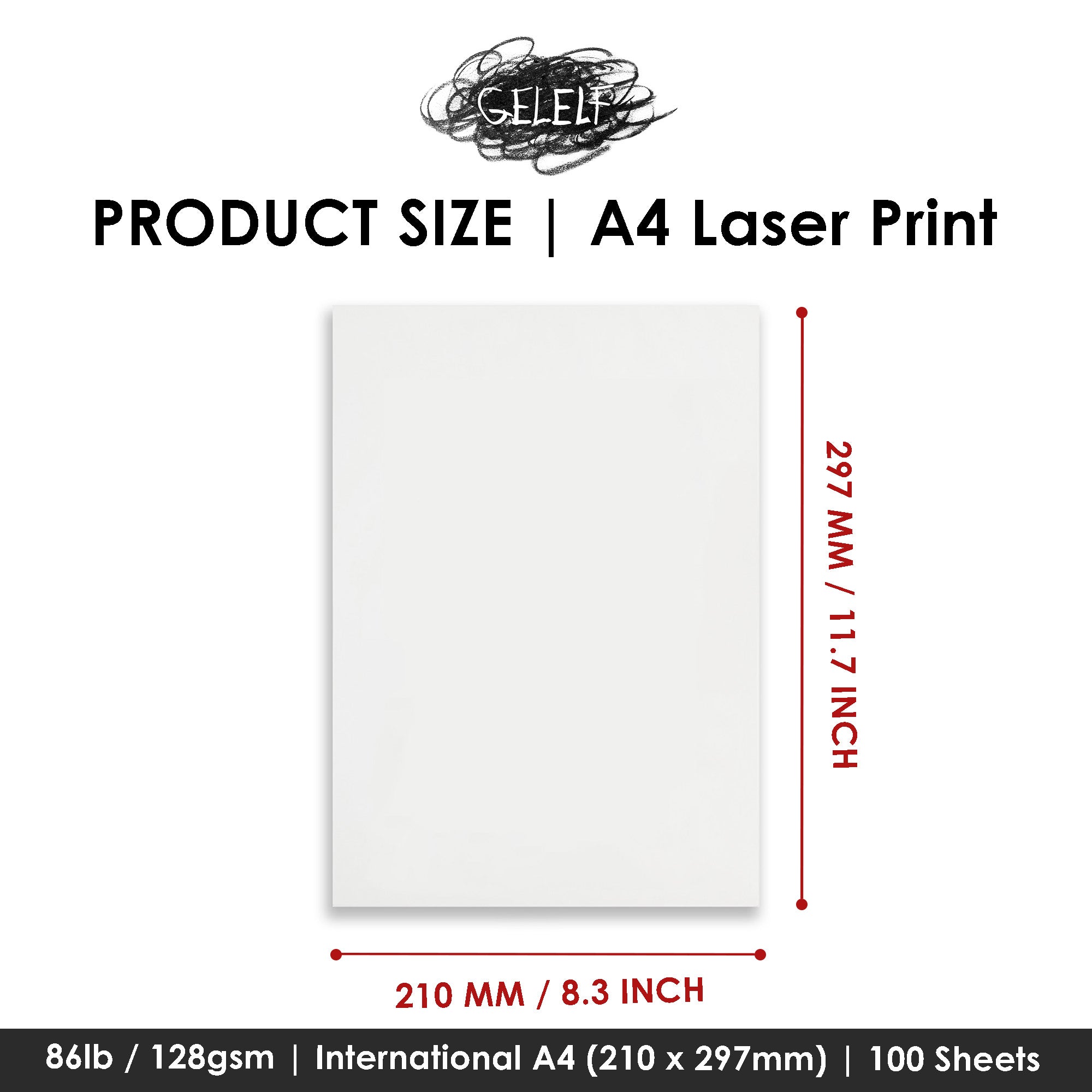 GELELF Laser Print Paper ( 86lb / 128gsm )