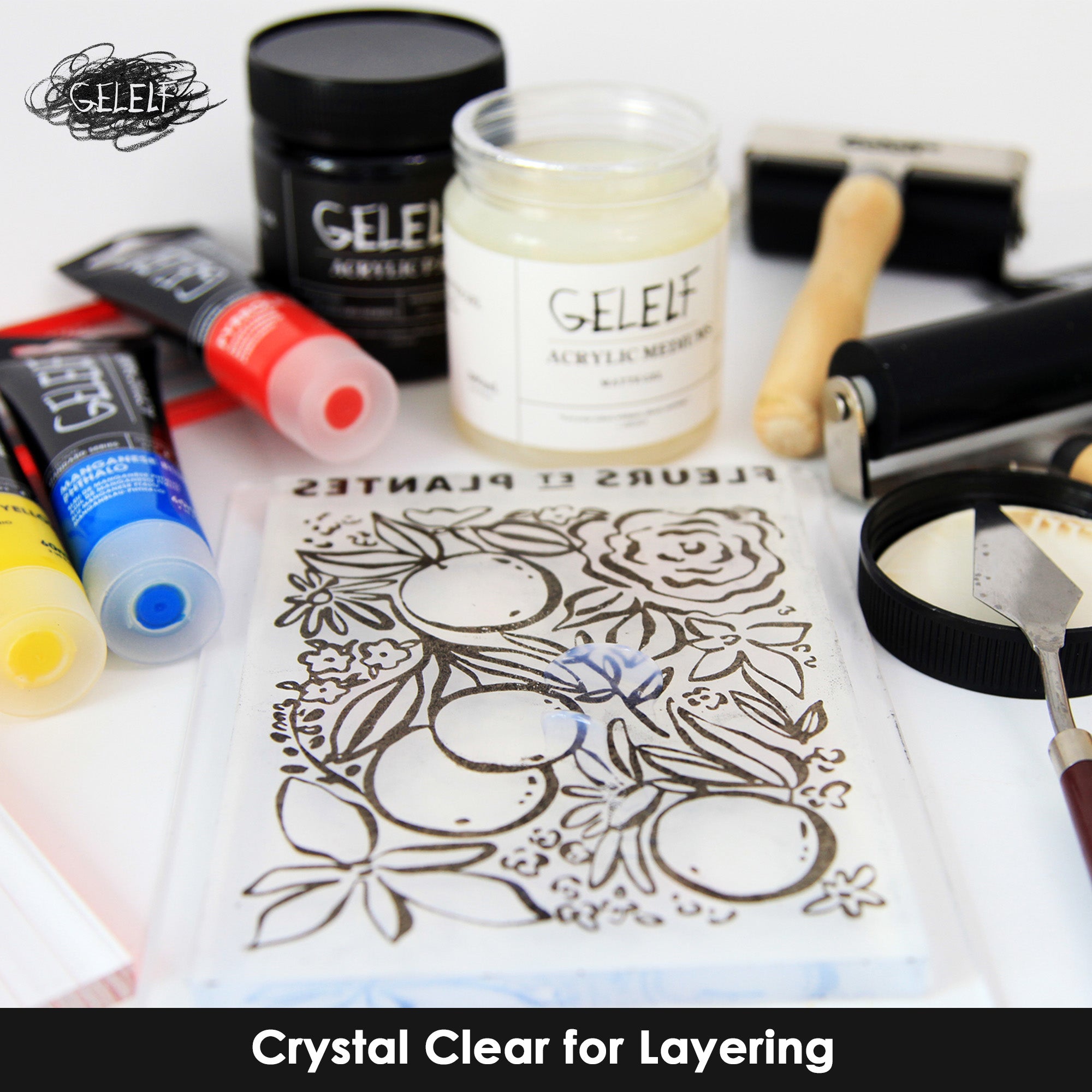 GELELF Matte Gel Medium for Gel Plate Printing (280mL, 9.5-oz)