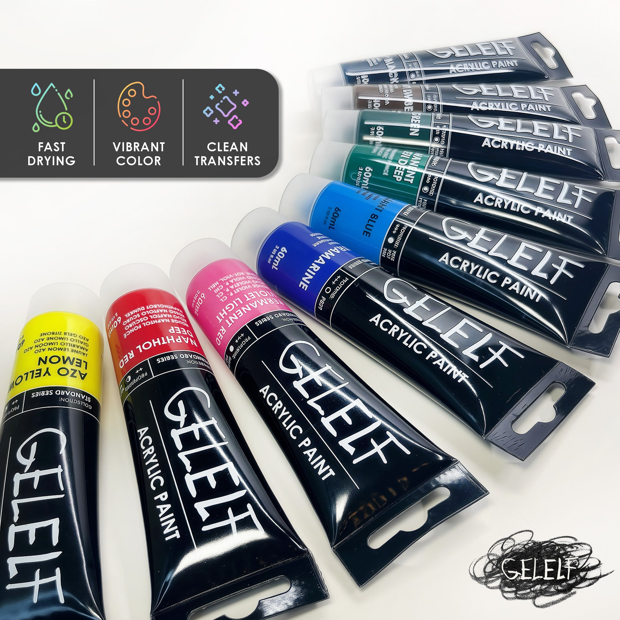 GELELF Acrylic Paint Set for Gel Plate Printing