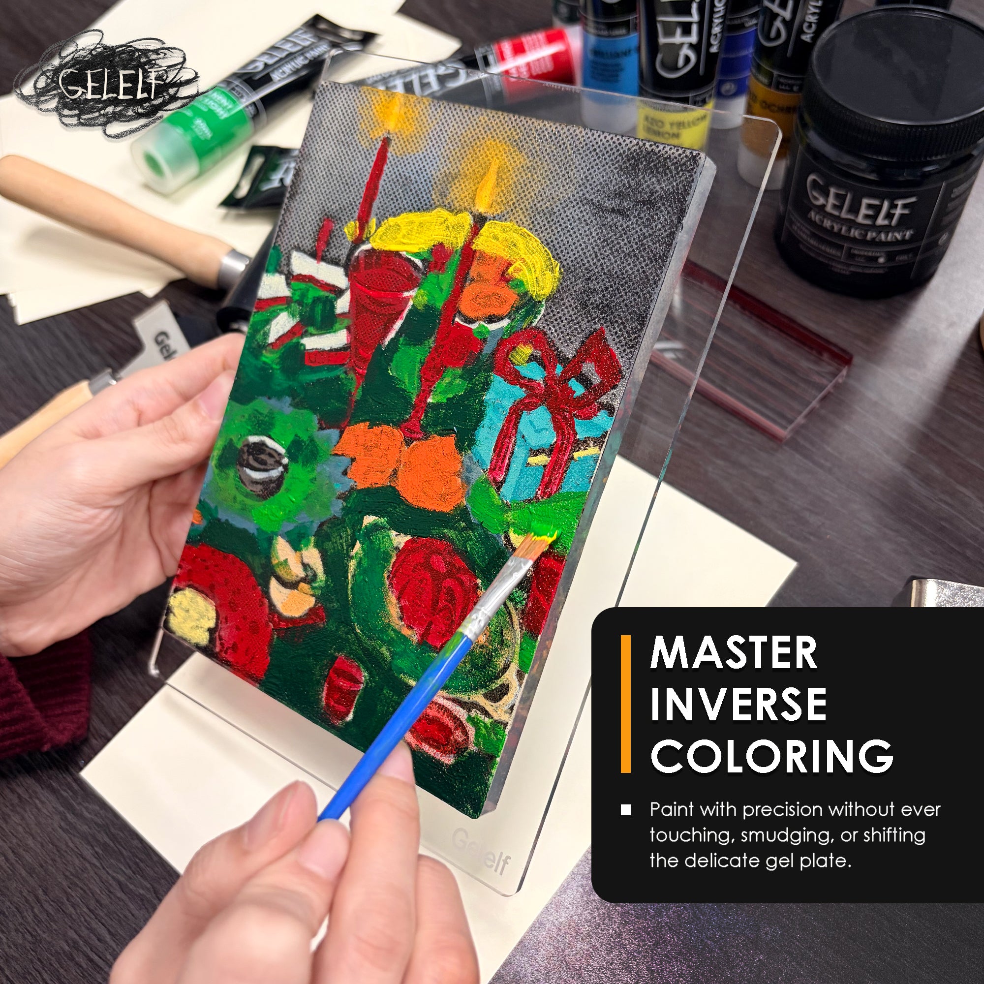 GELELF Gel Plate + Handle (Stamping Block) Set