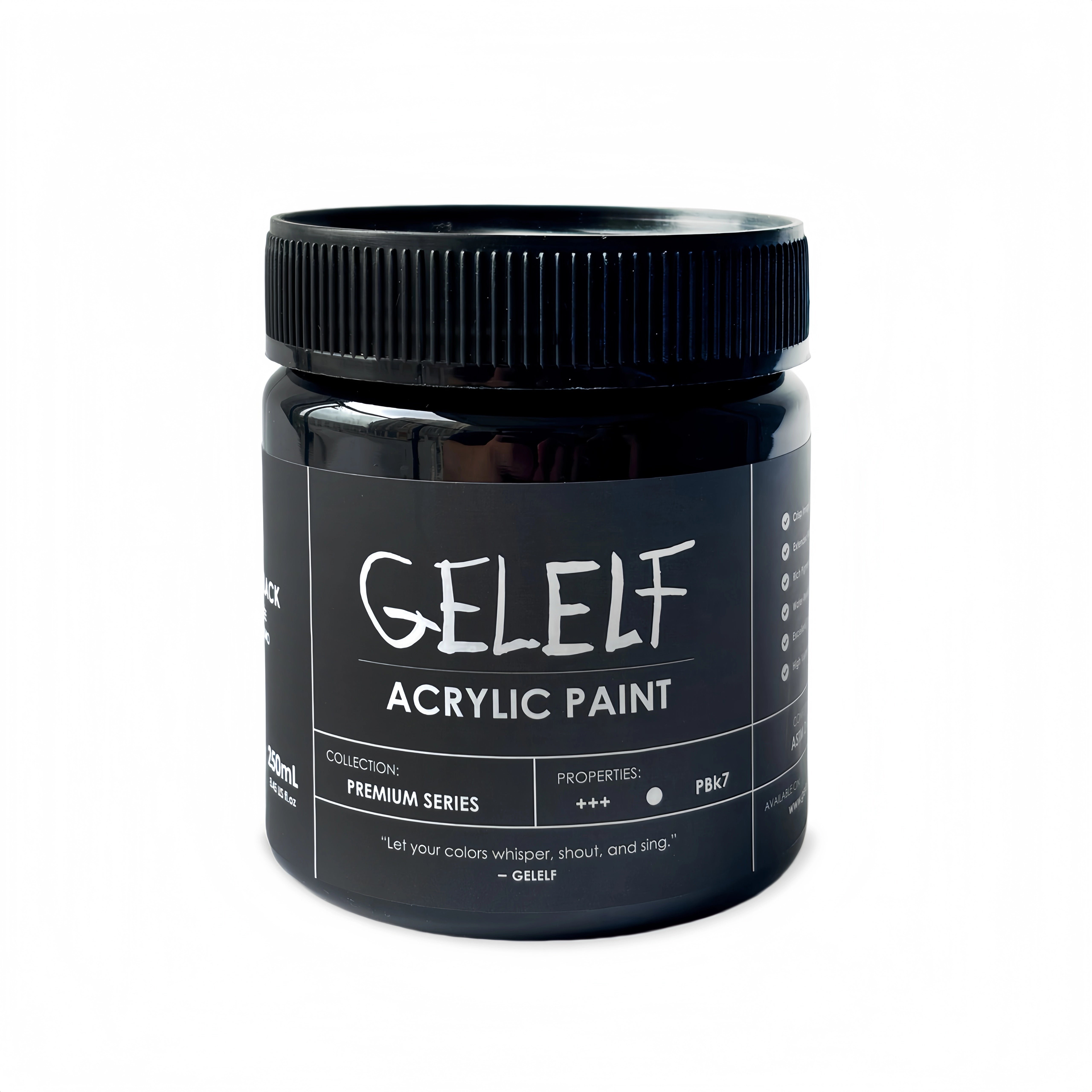 (New!!!) GELELF Premium Series(V2.0) Acrylic Paint (250mL, 8.5-oz) Lamp Black / Titanium White for Gel Printmaking